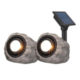 KODA Solar LED Rock Spotlight Set, 2-Pack 25LM Faux Stone Landscape Accent Light