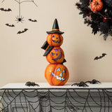 14.25 in. H Halloween Lighted Stacked Resin Pumpkin Table Decor