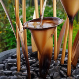 GHP 55" Calla Lily Fountain - Galvanized Steel Copper Finish Resin Base + Rock