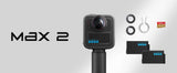 GoPro MAX2 8K 360 Action Camera Bundle – 8K Video, Waterproof, Voice Control, w/ 2 Batteries & 64GB Card