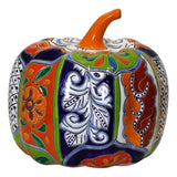 13" Talavera Style Hand Painted Ceramic Pumpkin - Decor Double-Glazed Finish