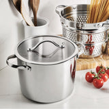 Tramontina 8-Quart Stainless Steel Multicooker with Pasta Insert – Tri-Ply Base Stock Pot with Glass Lid