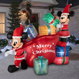 9' Disney Mickey & Minnie Christmas Airblown Inflatable Gift Scene with Lights
