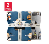 Peanuts Snoopy Halloween VelvetLoft Throw Blanket 2-Pack, 60"x70" Soft Fleece