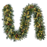 9ft Pre-Lit Artificial Greenery Garland with 150 White & Multicolor Micro LEDs