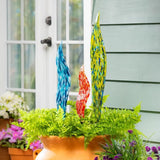 Evergreen Hand-Blown Décor Glass Garden Stakes, Set of 3