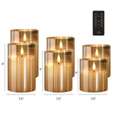 LumiPur Design Series Glass 6 PC Flickering LED Pillar Candle Set with Remote