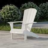 Leisure Line Fanback Adirondack Chair, All-Weather HDPE Outdoor Patio Seat, White