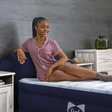 Sealy Air Mattress 18" Twin Air Mattress with Headboard & Built-In Electric Pump