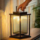 Evergreen Solar LED Revere Metal Lantern with Glass Enclosure