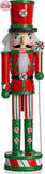 Ornativity 15" Wooden Peppermint Nutcracker Soldier with Glitter Candy Design