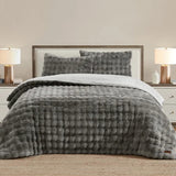 Frye 3-piece Faux Fur Comforter Set, Faux Rabbit Fur 1 Comforter, 2 Shams