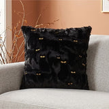 20" Halloween Embroidered Faux Fur Reversible Festive Throw Pillow with Fill
