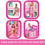 Barbie Getaway House Foldable Doll Playset with 4 Play Areas & 11 Accessories