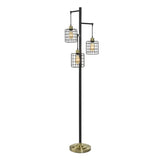 Stylecraft 72” H Piper 3-Light Floor Lamp with Steel Cage Lamp Shades