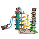 Adventure Force Five-Level Pirate Garage Track Set with Cars and Spiral Tracks