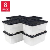 GreenMade 27-Gallon Clear Heavy-Duty Storage Bins with Lockable Lids, 8-Pack