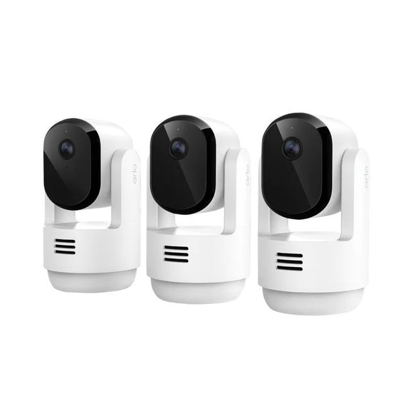 Arlo Essential Pan Tilt Indoor 2K Camera with Motion Detection and Alert, 3-pack