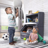 Step2 Lift & Hide Gray 38" Tall Plastic Toddler Bookcase and Kid Toy Box and Toy