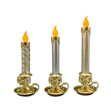 Pre-Lit Nostalgic Candlestick Décor with Flickering LED Flames & Timer, Set of 3