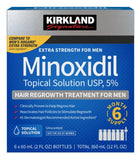 Kirkland Men's Minoxidil 5% Topical Solution, Extra Strength Hair Regrowth, 6pk
