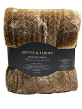 Monte & Jardin Jacquard Throw Blanket 60" x 70" Ultra Soft Plush Brown