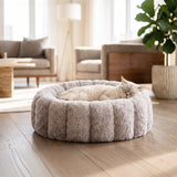 PawsPik 20" 3-in-1 Convertible Plush Cat Cave & Donut Bolster Hideaway Pet House