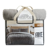 FRYE 3-Pc Faux Rabbit Fur Comforter Set - Basketweave 930 GSM Comforter & Shams