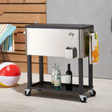 Trinity Stainless Steel Ice Cart Cooler with Swiveling Locking Wheels