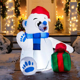 4 ft. Waving Polar Bear Christmas Inflatable with Swirling LED Lights