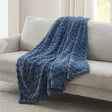 Casual Living Laine Faux-Fur Throw, 50" x 70" Plush Faux Rabbit Fur Face Blanket