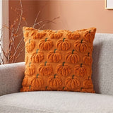 20" Halloween Embroidered Faux Fur Reversible Festive Throw Pillow with Fill