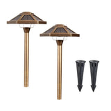 VOLT Premium Solid Brass Solar LED Pathway Lights, 2-Pack 40 LM Landscape Light