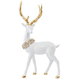 2-Pack 24" & 29" White Reindeer Christmas Greeter Statues w/ Gold Antlers Wreath