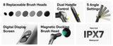 HOTO Flexi Cordless Spin Scrubber Set, 8 Cleaning Heads, Extension Handle, IPX7