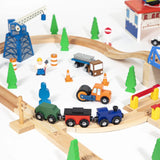 Maxim Enterprise 100-pc Wooden Train Set with Tracks, Trains, Crane & Vehicles