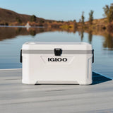 Igloo 70 QT Marine Ultra Ice Chest Cooler, White and Gray, 102-Can Capacity