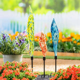 Evergreen Hand-Blown Décor Glass Garden Stakes, Set of 3