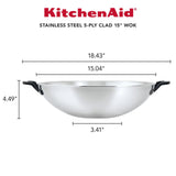KitchenAid 15” 5-Ply Clad Stainless Steel Wok, Oven & Dishwasher Safe