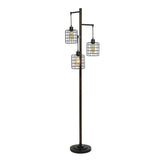 Stylecraft 72” H Piper 3-Light Bronze Floor Lamp with Steel Cage Lamp Shades