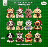 12-Day Plush Ornament Advent Calendar, Set of 12 Holiday Animal Plush Christmas Tree Ornaments