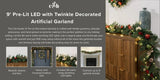 9' CGH Pre-Lit Artificial Christmas Garland with 90 Twinkle Warm White LED Light