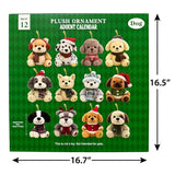 12-Pc 5" Plush Ornament Advent Calendar, 12-Day Christmas Countdown with Dog/Cat