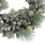 30" CGH Flocked Pre-Lit Artificial Christmas Wreath with 50 Warm White LED Lights