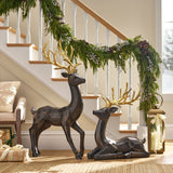 Member's Mark 2-Piece 48" Large Carved Deer Statues with Bronze-Look Finish