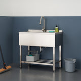 TRINITY 30" X 14" Heavy-Duty Stainless Steel Utility Sink with Pull-Out Faucet