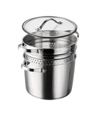 Tramontina 8-Quart Stainless Steel Multicooker with Pasta Insert – Tri-Ply Base Stock Pot with Glass Lid
