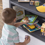 Step2 Lift & Hide Gray 38" Tall Plastic Toddler Bookcase and Kid Toy Box and Toy
