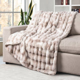 Life Comfort Bubble Faux Fur Throw, 60" × 70" Reversible 860 GSM Plush Blanket