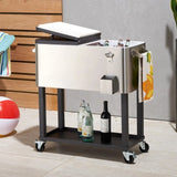 Trinity Stainless Steel Ice Cart Cooler with Wheels & Cover - Party Hard Cooler